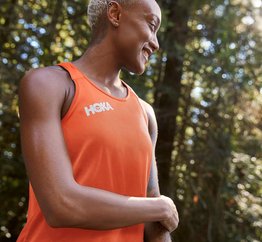 Haut Hoka One One Performance Tank Femme - Orange - WJZ-074658